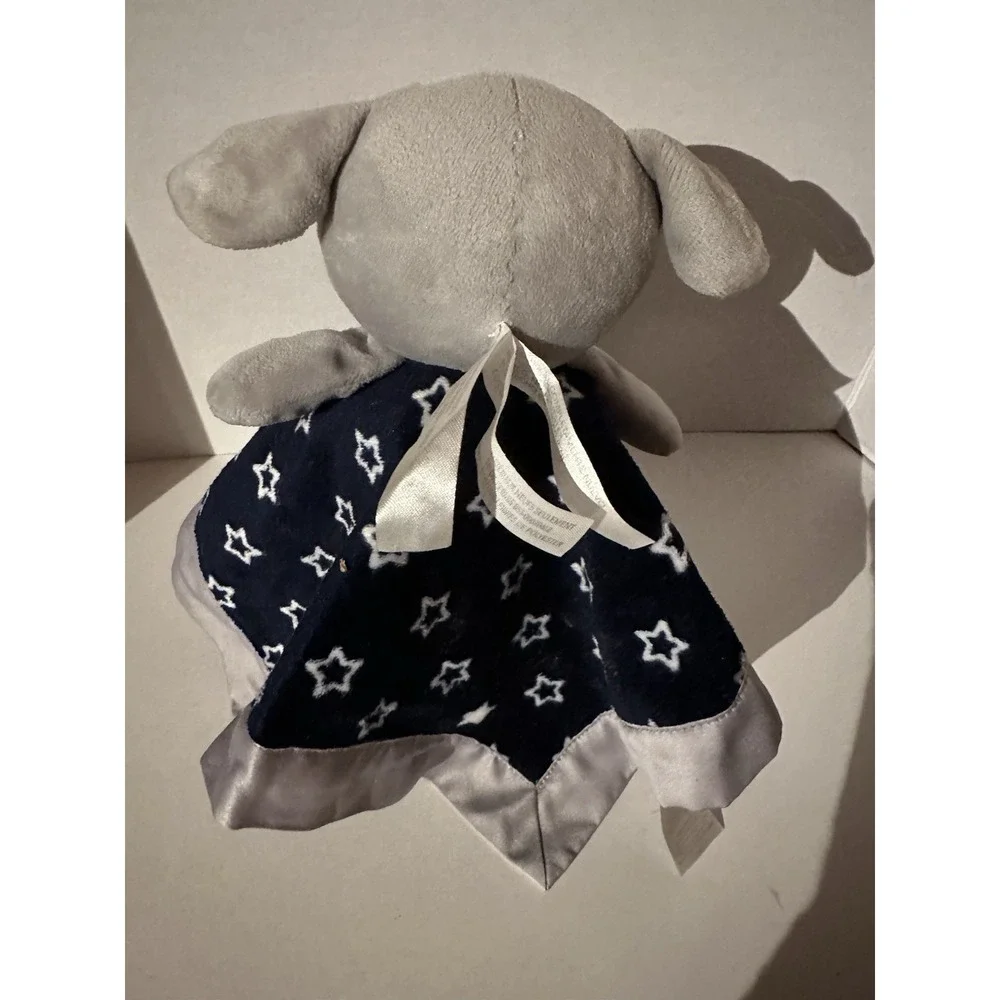 Carters‎ Child of Mine Puppy Dog Lovey Gray Navy Stars Security Blanket Rattles